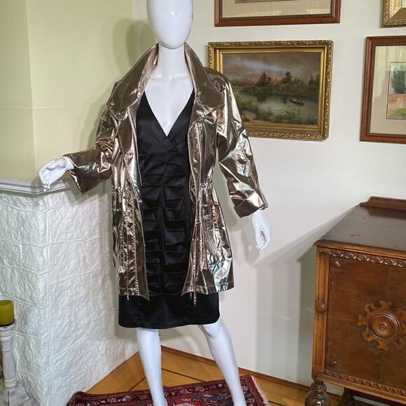 Joseph Ribkoff Foiled Gold Metallic Trench Coat - Picture 7 of 16